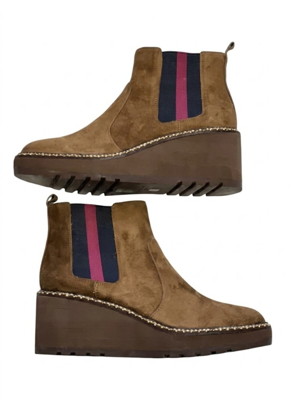 Cecelia New York Gemma Suede Wedge Ankle Boots Tan Brown Size 6.5B New in Box